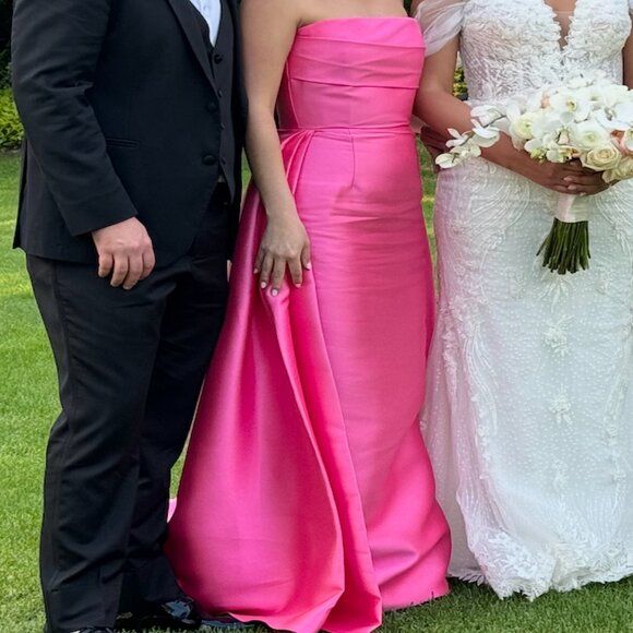 Solace London Size US 6/ UK 10 (Tiffany Maxi Strapless Satin Twill Gown: Pink) - Picture 4 of 7